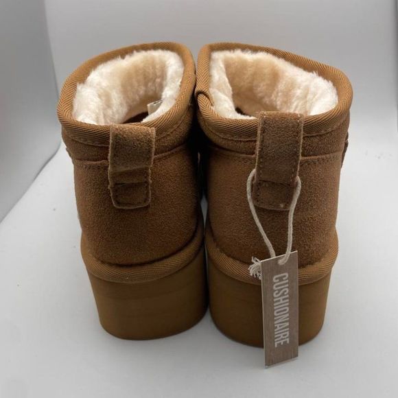 CUSHIONAIRE Women's COZY Genuine Suede pull on platform boot CHESTNUT 6.5 - Picture 4 of 6